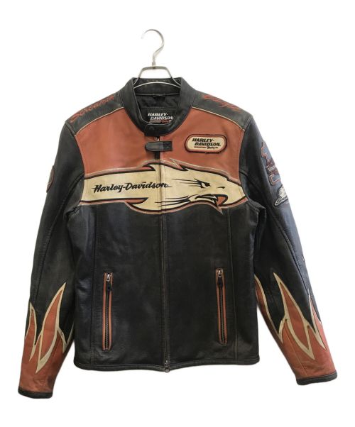 HARLEY-DAVIDSON（ハーレーダビッドソン）HARLEY-DAVIDSON (ハーレーダビッドソン) レーシングジャケット ブラック×オレンジ サイズ:Sの古着・服飾アイテム