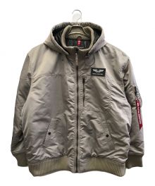 ALPHA INDUSTRIES（アルファインダストリーズ）の古着「フーデットリブジャケット」｜ベージュ