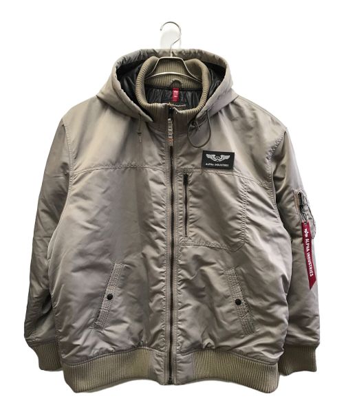 ALPHA INDUSTRIES（アルファインダストリーズ）ALPHA INDUSTRIES (アルファインダストリーズ) フーデットリブジャケット ベージュ サイズ:4Lの古着・服飾アイテム