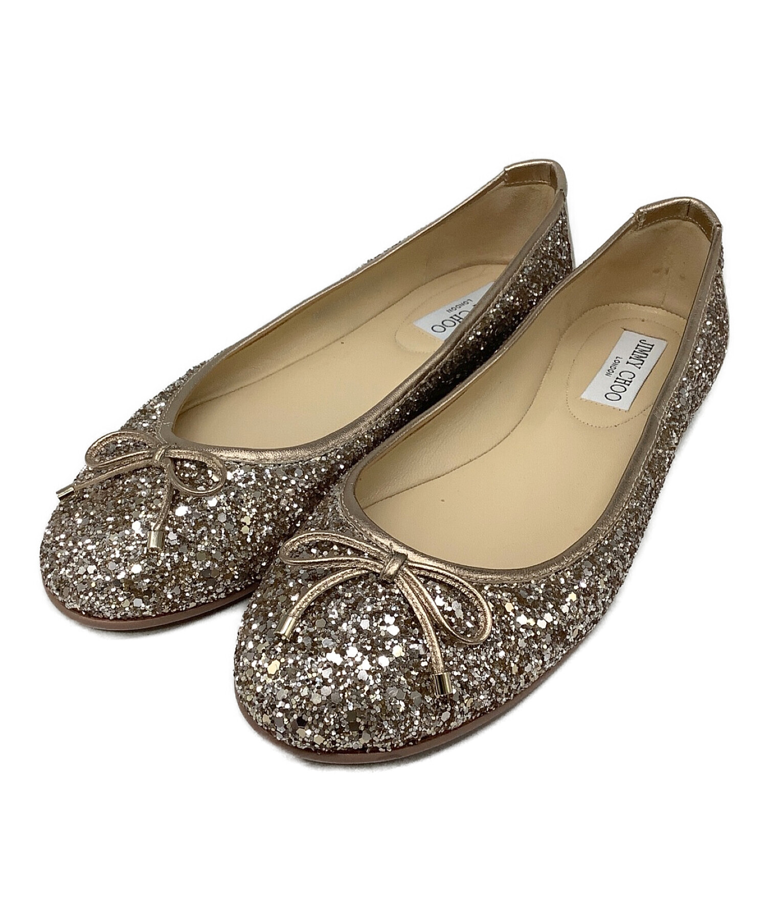 中古・古着通販】JIMMY CHOO (ジミーチュウ) グリッターバレエシューズ