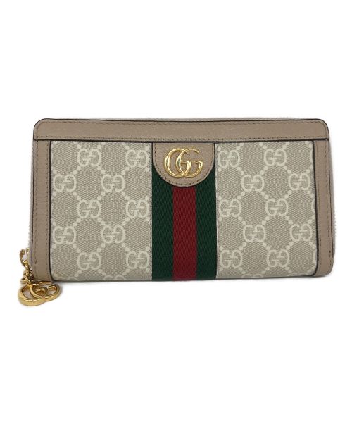 GUCCI（グッチ）GUCCI (グッチ) GGスプリーム オフディア ジップアラウンドウォレット ベージュの古着・服飾アイテム