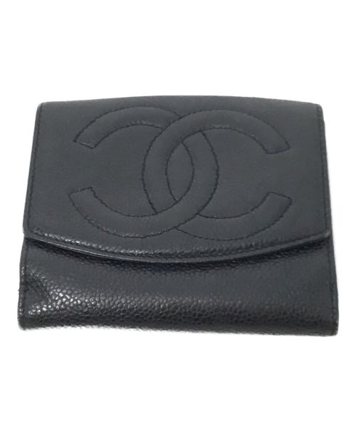 CHANEL（シャネル）CHANEL (シャネル) Wホック財布 ブラックの古着・服飾アイテム