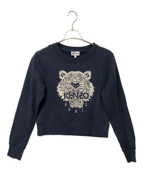 KENZO（ケンゾー）KENZO (ケンゾー) Cotton Slim Fit Version Tiger Head Embroidered Round Neck ネイビー サイズ:Lの古着・服飾アイテム