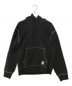 stussyステューシー）の古着「contrast stitch label hoodie」｜ブラック