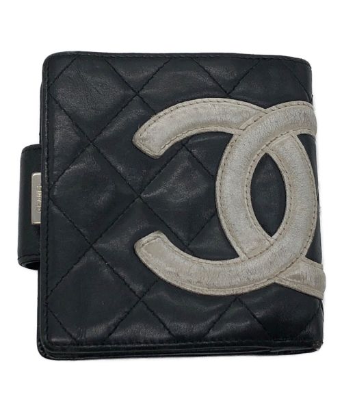 CHANEL（シャネル）CHANEL (シャネル) カンボン 2つ折り財布 ブラック×ホワイトの古着・服飾アイテム