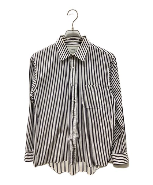 salvy;（サヴィー）salvy; (サヴィー) GROSEGRAIN STRIPE SHIRT ネイビー×ホワイト サイズ:SIZE 2の古着・服飾アイテム