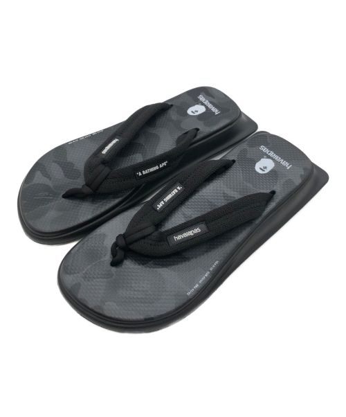 HAVAIANAS（ハワイアナス）HAVAIANAS (ハワイアナス) A BATHING APE (アベイシングエイプ) TRADI ZORI ブラック×グレー サイズ:USA9/10　EUR43/44　BRA41/42 未使用品の古着・服飾アイテム