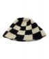 中古・古着 stussy (ステューシー) Checker Knit Bucket Hat ブラック×ホワイト：5000円