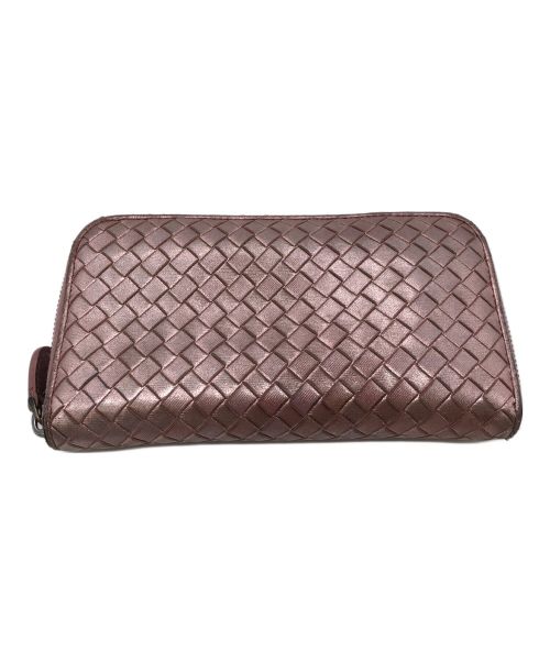 BOTTEGA VENETA（ボッテガベネタ）BOTTEGA VENETA (ボッテガベネタ) ラウンドファスナーウォレット イントレチャート ピンクの古着・服飾アイテム