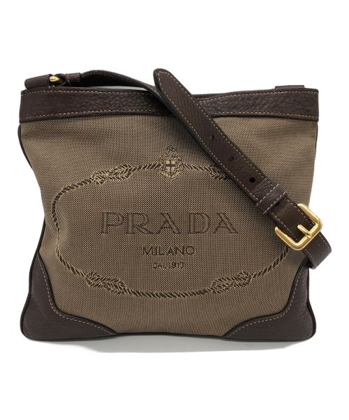 PRADA（プラダ）PRADA (プラダ) ジャガードショルダーバッグ ブラウン×ベージュの古着・服飾アイテム