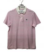 A.P.C.×LACOSTEアーペーセー×ラコステ）の古着「LOOSE FIT STRIPED POLO」｜ピンク×ホワイト