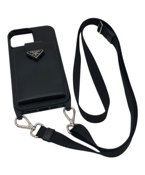 PRADA（プラダ）PRADA (プラダ) Saffiano leather iPhone15 ProMax ケース ブラックの古着・服飾アイテム