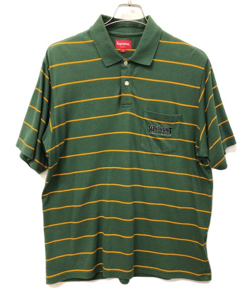 SUPREME（シュプリーム）SUPREME (シュプリーム) Thrasher (スラッシャー) Thrasher Stripe Polo グリーン×イエロー サイズ:Mの古着・服飾アイテム