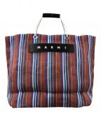 MARNIマルニ）の古着「MARKET STRIPE BAG」｜ブラウン×ブルー