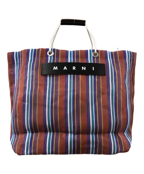 MARNI（マルニ）MARNI (マルニ) MARKET STRIPE BAG ブラウン×ブルーの古着・服飾アイテム