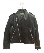 DIESELディーゼル）の古着「LEATHER KALI JACKET」｜ブラック×グリーン