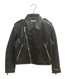 DIESEL（ディーゼル）の古着「LEATHER KALI JACKET」｜ブラック×グリーン