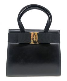 Salvatore Ferragamo（サルヴァトーレ フェラガモ）の古着「2WAYヴァラリボン ハンドバッグ」｜ブラック×ゴールド