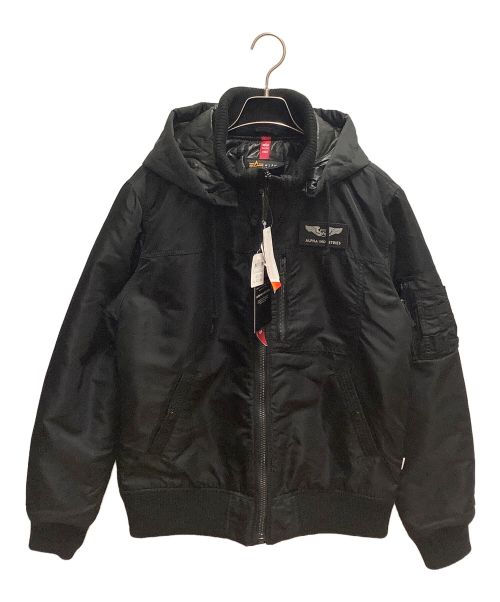 ALPHA INDUSTRIES（アルファインダストリーズ）ALPHA INDUSTRIES (アルファインダストリーズ) フーデットリブジャケット ブラック サイズ:SIZE L 未使用品の古着・服飾アイテム