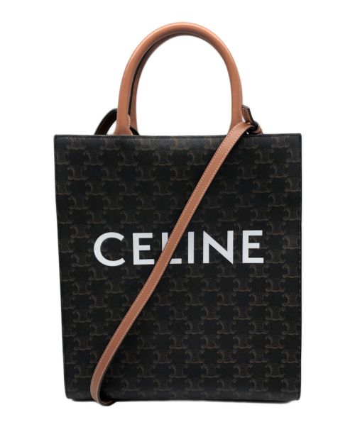 CELINE（セリーヌ）CELINE (セリーヌ) キャンバス スモール バーティカル カバ ブラウンの古着・服飾アイテム