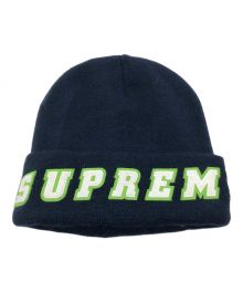 SUPREME（シュプリーム）の古着「Felt Logo Beanie」｜ネイビー×グリーン