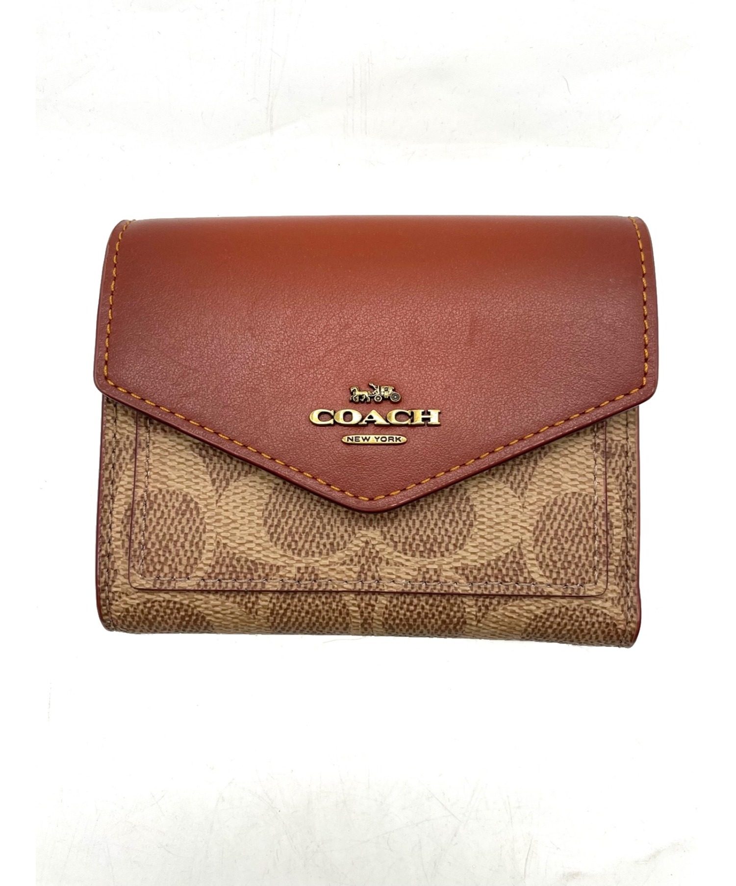 COACH/コーチ 二つ折り財布 シグネチャー ブラウン パープル