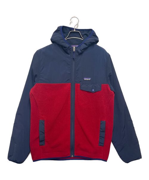 Patagonia（パタゴニア）Patagonia (パタゴニア) シェルドシンチラフリースパーカー ネイビー×レッド サイズ:Mの古着・服飾アイテム