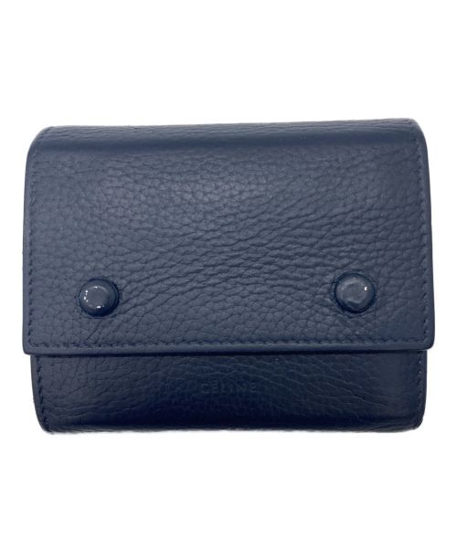 CELINE（セリーヌ）CELINE (セリーヌ) Small Folded Multifunction Wallet ネイビー×レッドの古着・服飾アイテム