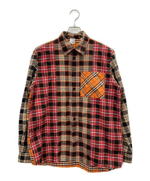 BURBERRY（バーバリー）BURBERRY (バーバリー) チェックシャツ ブラック×オレンジ サイズ:Mの古着・服飾アイテム