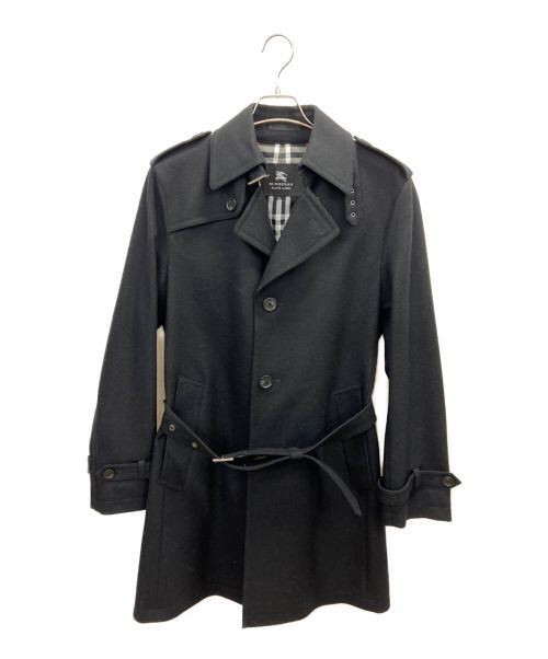 BURBERRY BLACK LABEL（バーバリーブラックレーベル）BURBERRY BLACK LABEL (バーバリーブラックレーベル) ウールシングルレンチコート ブラック サイズ:Mの古着・服飾アイテム