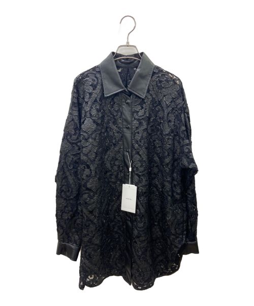 Ameri（アメリ）AMERI (アメリ) FAKE LEATHER EMBROIDERY SHIRT ブラック サイズ:FREEの古着・服飾アイテム