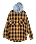 flagstuffフラグスタフ）の古着「FLANNEL HOODED SHIRTS」｜イエロー