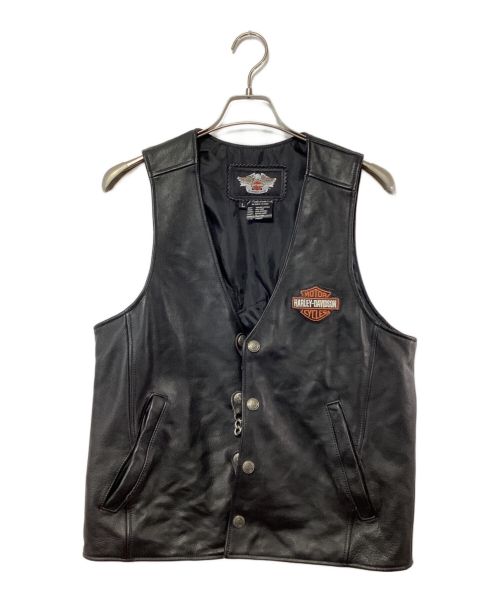 HARLEY-DAVIDSON（ハーレーダビッドソン）HARLEY-DAVIDSON (ハーレーダビッドソン) レザーベスト ブラック サイズ:Lの古着・服飾アイテム