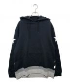 uniform experimentユニフォームエクスペリメント）の古着「STAR KNIT LAYERED PULL OVER HOODY」｜ブラック