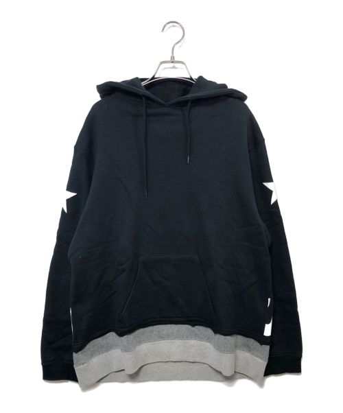 uniform experiment（ユニフォームエクスペリメント）uniform experiment (ユニフォームエクスペリメント) STAR KNIT LAYERED PULL OVER HOODY ブラック サイズ:2の古着・服飾アイテム