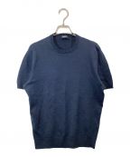 Drumohrドルモア）の古着「DRUMOHR STRETCH LINEN CREW NECK」｜ネイビー