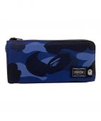 PORTER×A BATHING APEポーター×アベイシングエイプ）の古着「COLOR CAMO LONG WALLET」｜ネイビー×ブラック