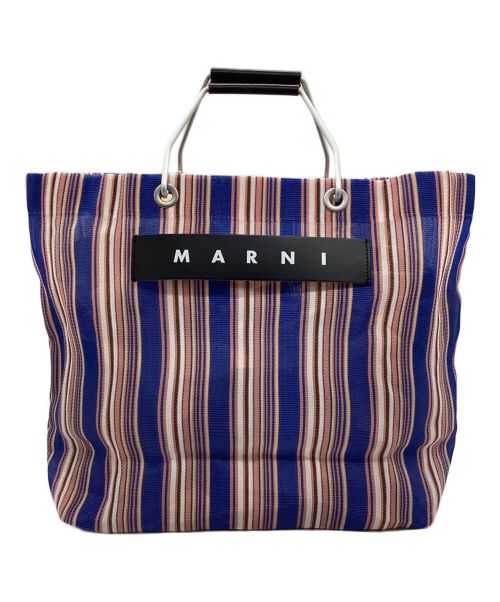 MARNI（マルニ）MARNI (マルニ) MARNI MARKET STRIPE BAG ブルー×ピンクの古着・服飾アイテム