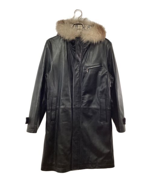 BURBERRY BLACK LABEL（バーバリーブラックレーベル）BURBERRY BLACK LABEL (バーバリーブラックレーベル) ラムレザーコート ブラック サイズ:Mの古着・服飾アイテム