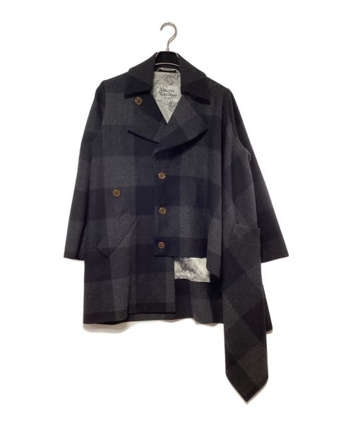 Vivienne Westwood man（ヴィヴィアン ウェストウッド マン）Vivienne Westwood man (ヴィヴィアン ウェストウッド マン) アシンメトリーコート グレー×ブラック サイズ:SIZE 44の古着・服飾アイテム