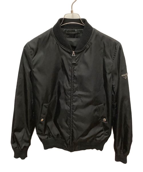 PRADA（プラダ）PRADA (プラダ) ロゴプレートボンバージャケット ブラック サイズ:46の古着・服飾アイテム