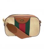 GUCCIグッチ）の古着「Vintage Web Canvas Shoulder Bag」｜ブラウン