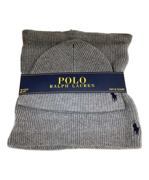 POLO RALPH LAUREN（ポロ・ラルフローレン）POLO RALPH LAUREN (ポロ・ラルフローレン) ネックウォーマー ニット帽 セット グレー サイズ:フリーサイズ 未使用品の古着・服飾アイテム