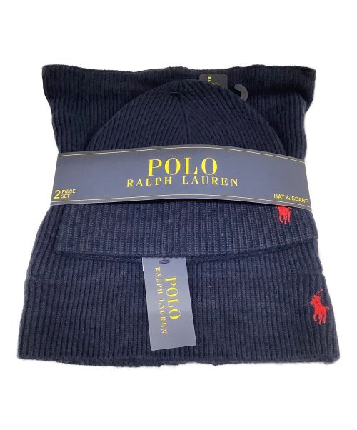 POLO RALPH LAUREN（ポロ・ラルフローレン）POLO RALPH LAUREN (ポロ・ラルフローレン) ネックウォーマー ニット帽 セット ネイビー サイズ:フリーサイズ 未使用品の古着・服飾アイテム