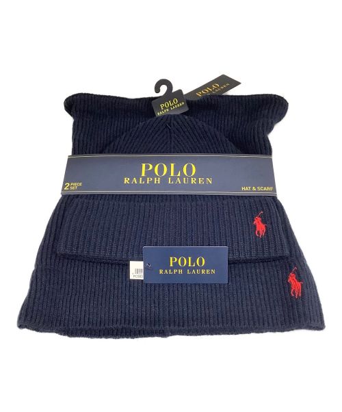 POLO RALPH LAUREN（ポロ・ラルフローレン）POLO RALPH LAUREN (ポロ・ラルフローレン) ネックウォーマー ニット帽 セット ネイビー サイズ:フリーサイズ 未使用品の古着・服飾アイテム