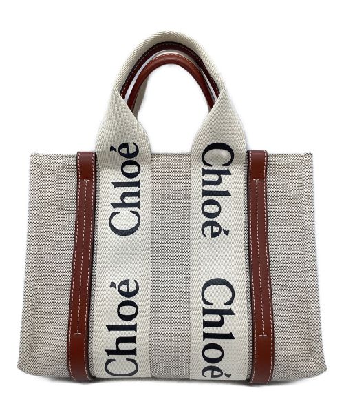 Chloe（クロエ）Chloe (クロエ) WOODY SMALL TOTE ベージュ×ブラウンの古着・服飾アイテム