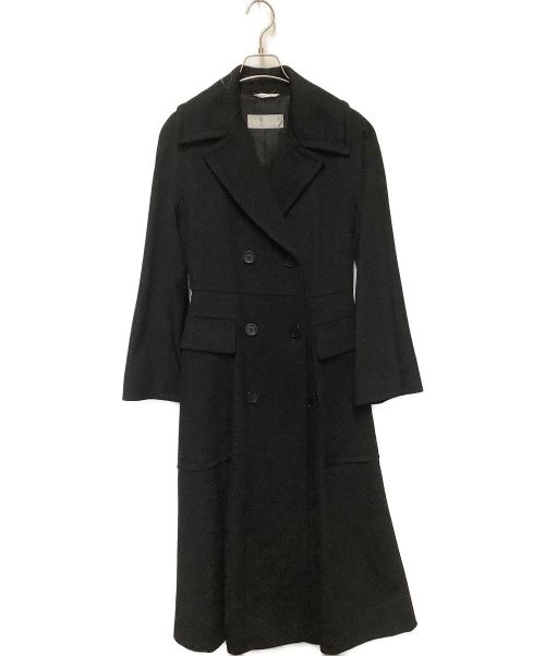 MaxMara（マックスマーラ）MaxMara (マックスマーラ) ダブルブレストラグランスリーブコート ブラック サイズ:Sの古着・服飾アイテム