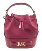 MICHAEL KORSマイケルコース）の古着「Reed Medium Pebbled Leather Bucket Bag」｜ショッキングピンク