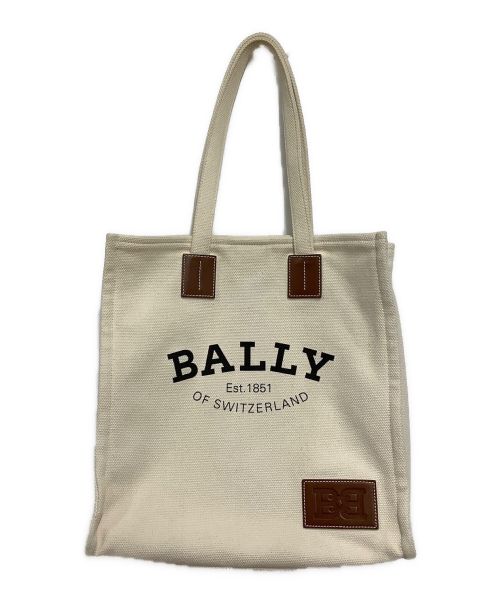 BALLY（バリー）BALLY (バリー) キャンバストートバッグ アイボリー×ブラウンの古着・服飾アイテム