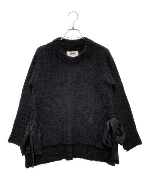 MM6 Maison Margiela（エムエムシックス メゾンマルジェラ）MM6 Maison Margiela (エムエムシックス メゾンマルジェラ) サイドリボン ヘアリーニット ブラック サイズ:XSの古着・服飾アイテム